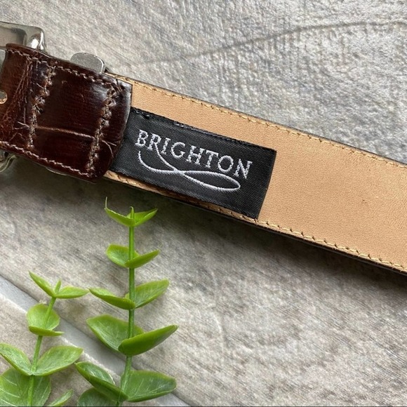 Brighton Brown Leather Mixed Patterned Sliver Embellished Belt Small main image 5